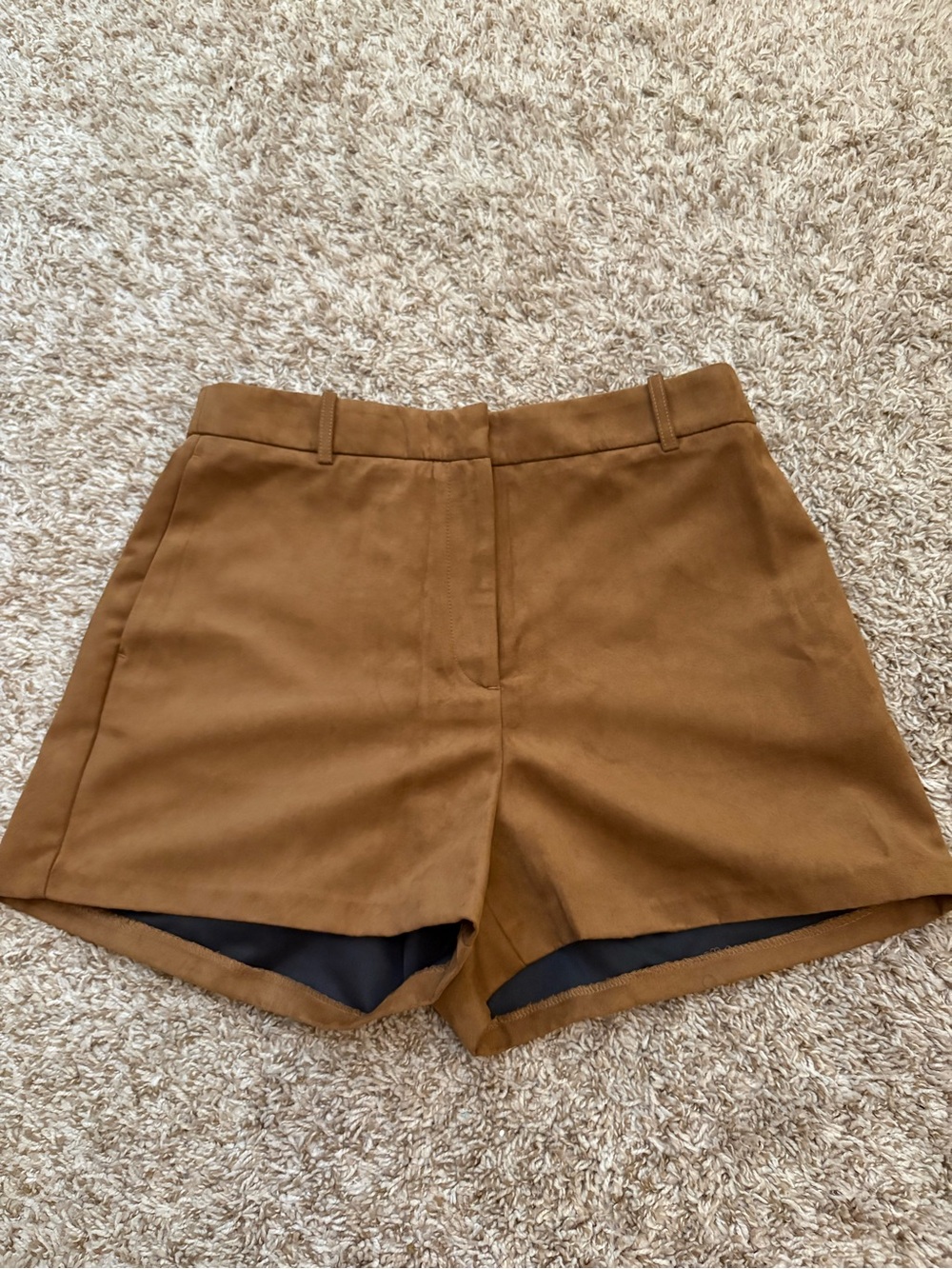 Women's High-Rise Brown faux Suede-Look Shorts